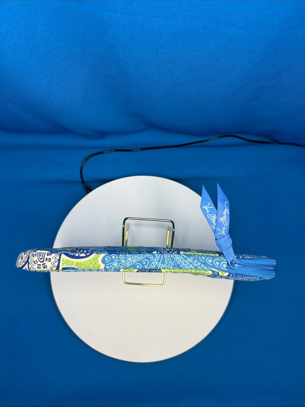Vera Bradley Blue Navy Lime Green Floral Laptop Sleeve